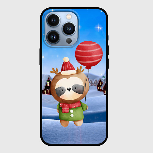 Чехол iPhone 13 Pro Панда в костюме оленя / 3D-Черный – фото 1