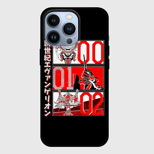 Чехол iPhone 13 Pro Евангелион 00, 01 и 02 / 3D-Черный – фото 1