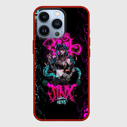 Чехол iPhone 13 Pro JINX ARCANE LEAGUE OF LEGENDS, КРАСКИ / 3D-Красный – фото 1