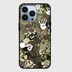 Чехол для iPhone 13 Pro Камуфляж с отпечатками рук, цвет: 3D-черный
