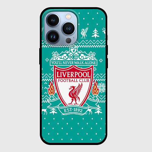 Чехол iPhone 13 Pro НОВОГОДНИЙ СВИТЕР LIVERPOOL / 3D-Черный – фото 1
