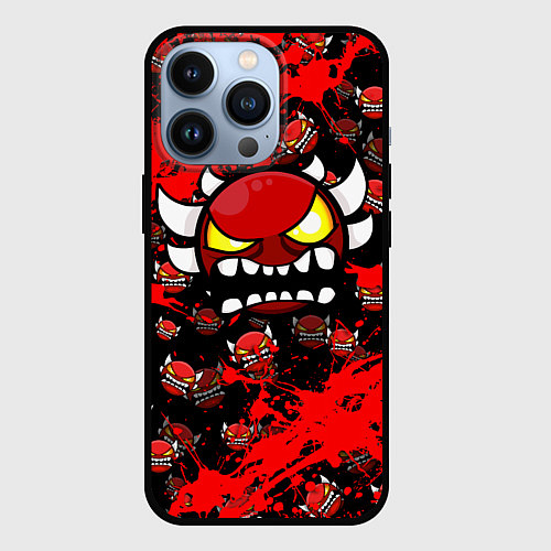 Чехол iPhone 13 Pro Геометри Дэш красный демон Geometry Dash / 3D-Черный – фото 1