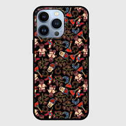 Чехол для iPhone 13 Pro Россия паттерн темный, цвет: 3D-черный