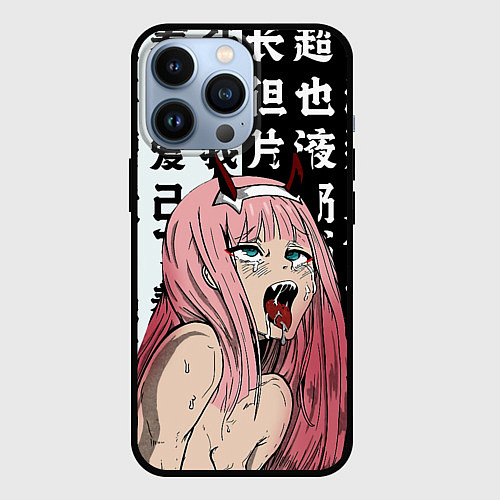 Чехол iPhone 13 Pro AHEGAO ZERO TWO Зеро ту ахегао / 3D-Черный – фото 1