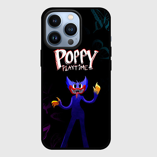 Чехол iPhone 13 Pro Poppy Playtime бабочки / 3D-Черный – фото 1