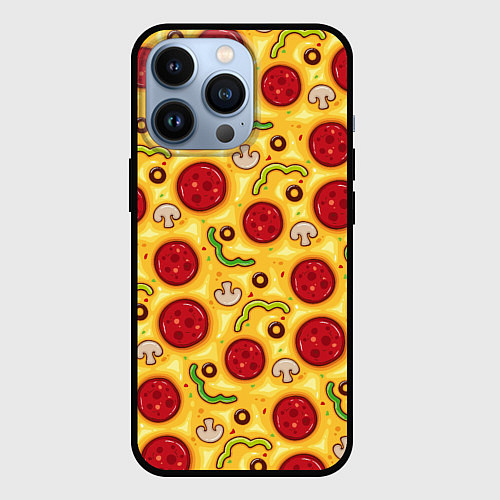 Чехол iPhone 13 Pro Pizza salami / 3D-Черный – фото 1