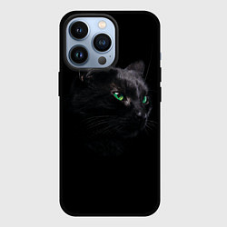 Чехол iPhone 13 Pro Черна кошка с изумрудными глазами