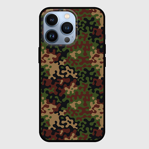 Чехол iPhone 13 Pro Военный Камуфляж Military / 3D-Черный – фото 1