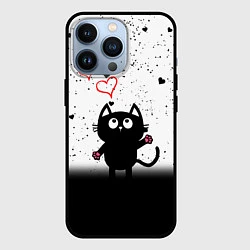 Чехол iPhone 13 Pro Котик в тумане Сердечки