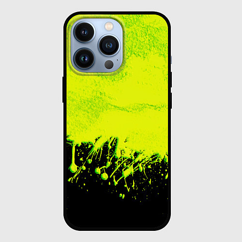 Чехол iPhone 13 Pro НЕОНОВЫЕ БРЫЗГИ КРАСКИ / 3D-Черный – фото 1
