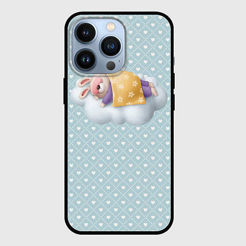 Чехол iPhone 13 Pro Спящий кролик / 3D-Черный – фото 1