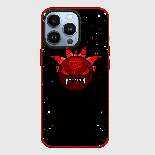 Чехол iPhone 13 Pro Геометрический рывок Geometry Dash / 3D-Красный – фото 1