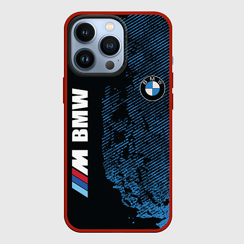 Чехол iPhone 13 Pro BMW M Series Синий Гранж / 3D-Красный – фото 1