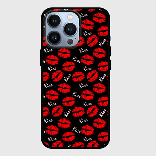 Чехол iPhone 13 Pro Kiss поцелуи / 3D-Черный – фото 1