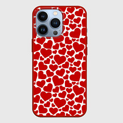 Чехол iPhone 13 Pro Красные Сердечки LOVE