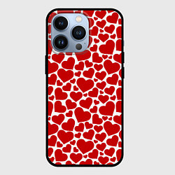 Чехол iPhone 13 Pro Красные Сердечки LOVE