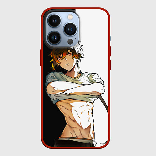 Чехол iPhone 13 Pro Чжун Ли в хорошей форме GENSHIN IMPACT / 3D-Красный – фото 1