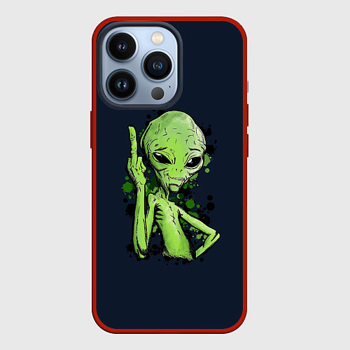 Чехол iPhone 13 Pro Не Дружелюбный пришелец / 3D-Красный – фото 1
