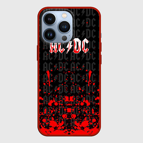 Чехол iPhone 13 Pro Acdc Паттерн / 3D-Красный – фото 1