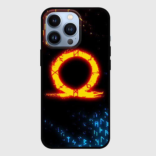 Чехол iPhone 13 Pro GOD OF WAR CRATOS FIRE SYMBOL RUNE / 3D-Черный – фото 1