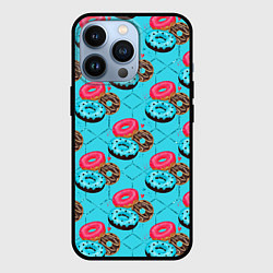 Чехол для iPhone 13 Pro Яркие пончики, цвет: 3D-черный