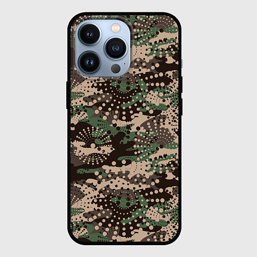 Чехол iPhone 13 Pro Камуфляж брызги / 3D-Черный – фото 1