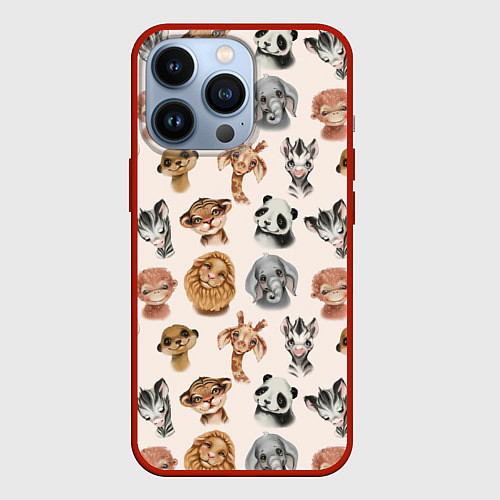 Чехол iPhone 13 Pro Милые дикие животные / 3D-Красный – фото 1