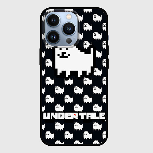 Чехол iPhone 13 Pro UNDERTALE DOG AND LOGO УНДЕРТАЛЕ / 3D-Черный – фото 1