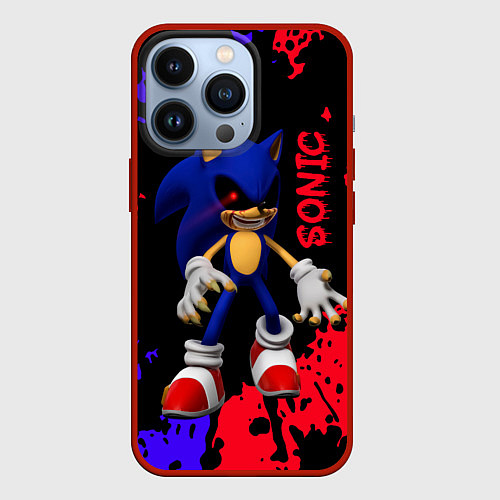 Чехол iPhone 13 Pro Соник екзе Sonic exe / 3D-Красный – фото 1