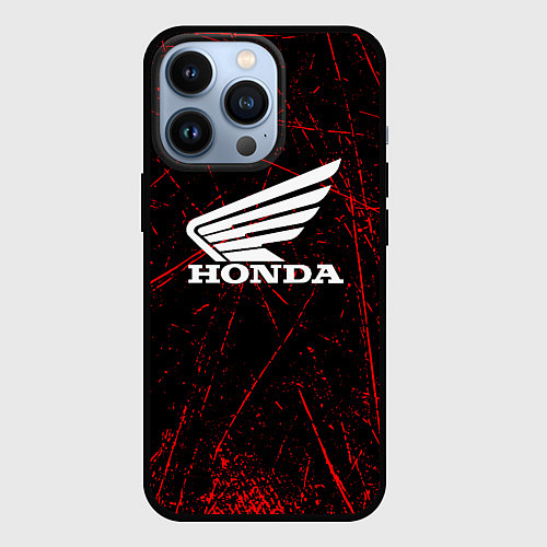 Чехол iPhone 13 Pro Honda Красные линии / 3D-Черный – фото 1