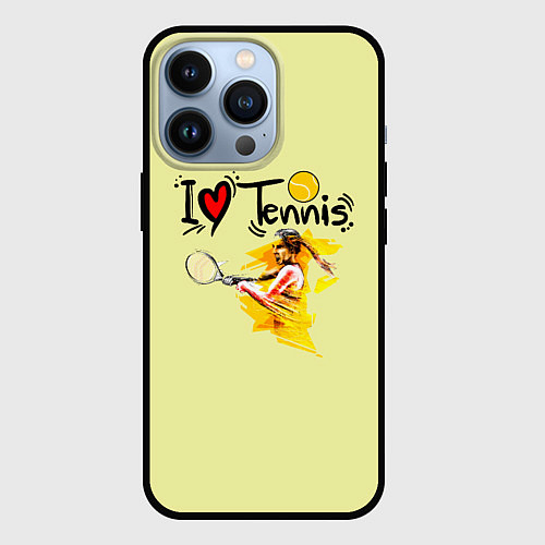 Чехол iPhone 13 Pro Я Люблю Tennis / 3D-Черный – фото 1