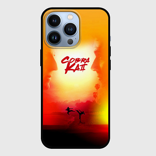 Чехол iPhone 13 Pro Кобра Кай Закат Градиент Cobra Kai Sun / 3D-Черный – фото 1