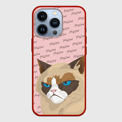 Чехол iPhone 13 Pro Angry Cat Злой кот / 3D-Красный – фото 1