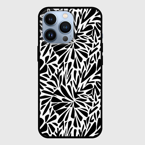 Чехол iPhone 13 Pro Черно белый абстрактный узор / 3D-Черный – фото 1
