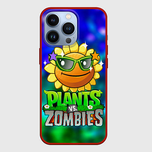 Чехол iPhone 13 Pro Plants vs Zombies подсолнух / 3D-Красный – фото 1