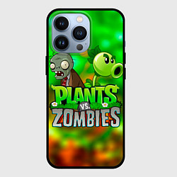 Чехол iPhone 13 Pro Plants vs Zombies горохострел и зомби