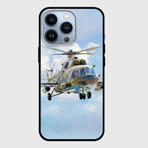 Чехол iPhone 13 Pro Многоцелевой вертолёт МИ-8 / 3D-Черный – фото 1