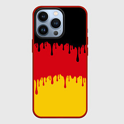 Чехол для iPhone 13 Pro Флаг Германии потёки, цвет: 3D-красный