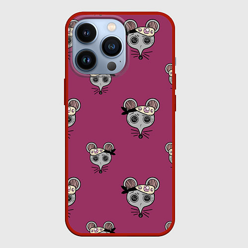 Чехол iPhone 13 Pro Ниндзя-мыши Клинок, рассекающий демонов Kimetsu no / 3D-Красный – фото 1