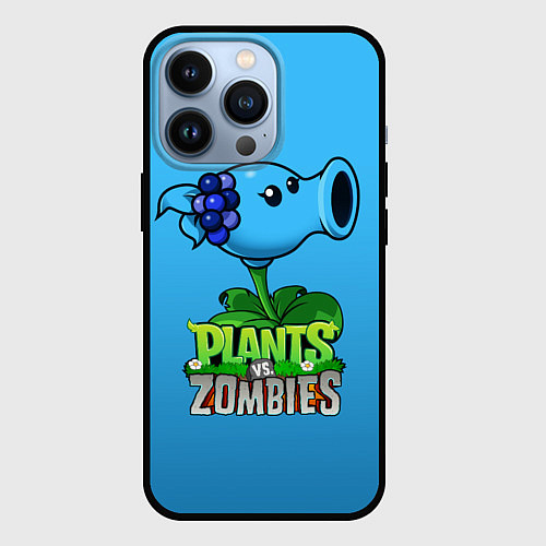 Чехол iPhone 13 Pro Plants vs Zombies - Морозный Горох / 3D-Черный – фото 1