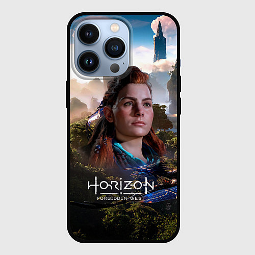 Чехол iPhone 13 Pro Aloy Horizon Forbidden West game / 3D-Черный – фото 1