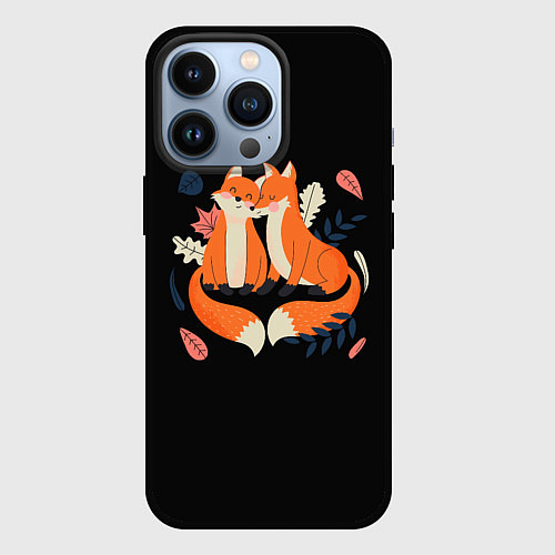 Чехол iPhone 13 Pro Лисы Animal love / 3D-Черный – фото 1