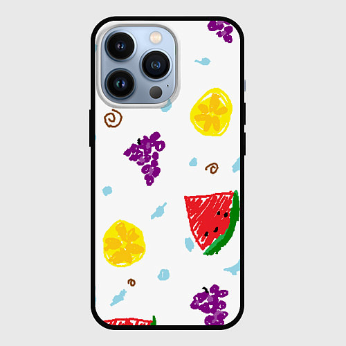 Чехол iPhone 13 Pro Пиксельные фрукты / 3D-Черный – фото 1