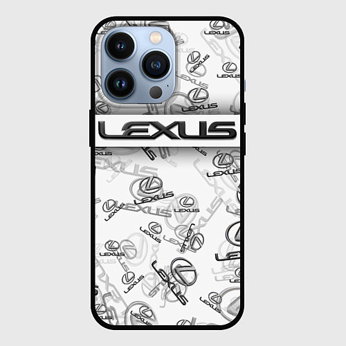 Чехол iPhone 13 Pro LEXUS BIG EMBLEMA PATTERN / 3D-Черный – фото 1