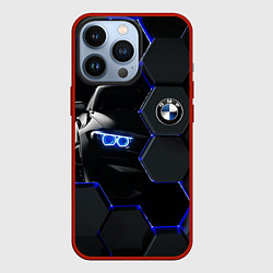 Чехол для iPhone 13 Pro BMW НЕОН СОТЫ, цвет: 3D-красный