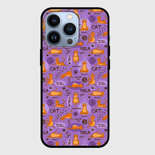 Чехол iPhone 13 Pro Кошачья Йога / 3D-Черный – фото 1