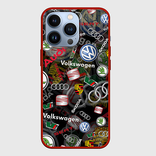 Чехол iPhone 13 Pro Volkswagen Group AUDI VW SEAT PORSCHE SKODA / 3D-Красный – фото 1