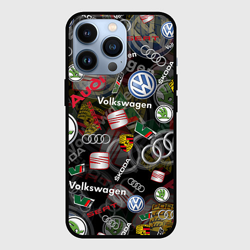 Чехол iPhone 13 Pro Volkswagen Group AUDI VW SEAT PORSCHE SKODA / 3D-Черный – фото 1