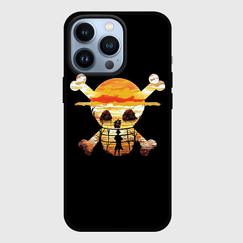 Чехол iPhone 13 Pro One Piece череп / 3D-Черный – фото 1