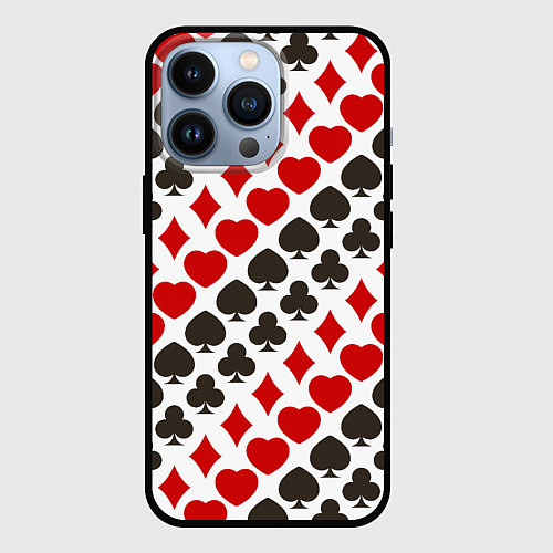 Чехол iPhone 13 Pro Карточные Масти Card Suits / 3D-Черный – фото 1